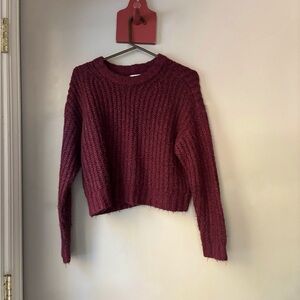 American Eagle Outfitters Deep Red Crew Neck Crop Sweater XS